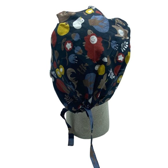 Bear Leaf Floral 100% Cotton 2 Button Adjustable Working Medical Cap - Picture 6 of 6